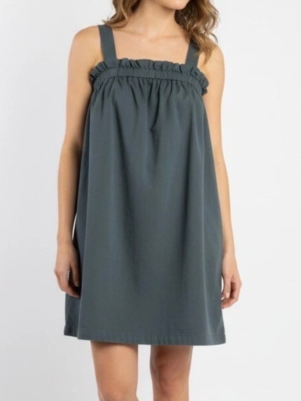 Everlane The Paperbag Dress Gray Organic Cotton Stretch Mini Women's Sz Medium